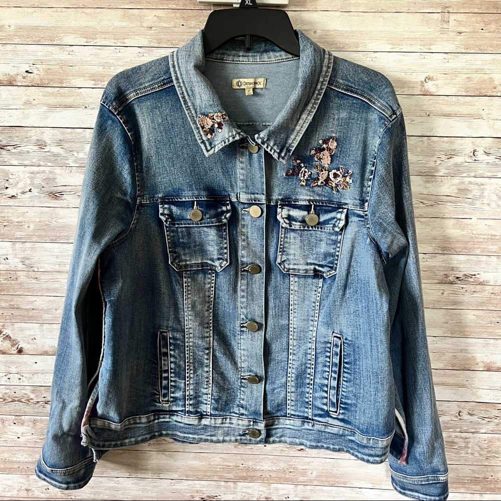 Democracy Embroidered Jean Jacket